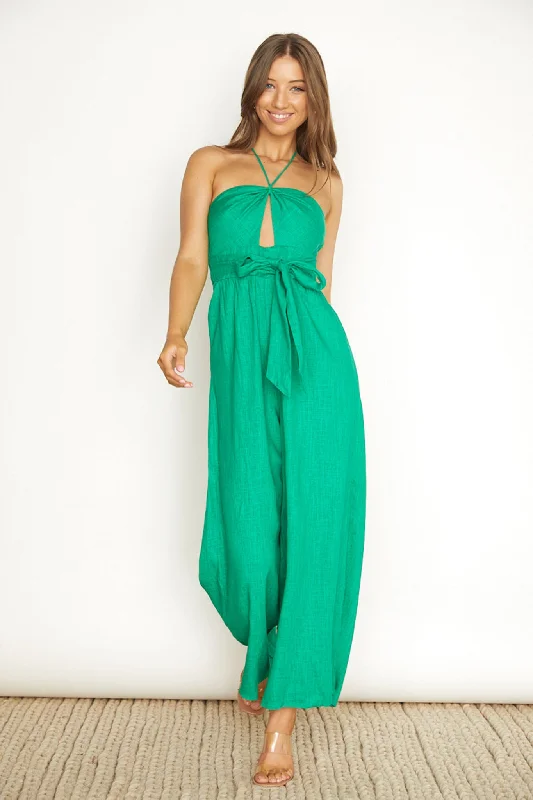 Maravilhosa Keyhole Halter Jumpsuit Green