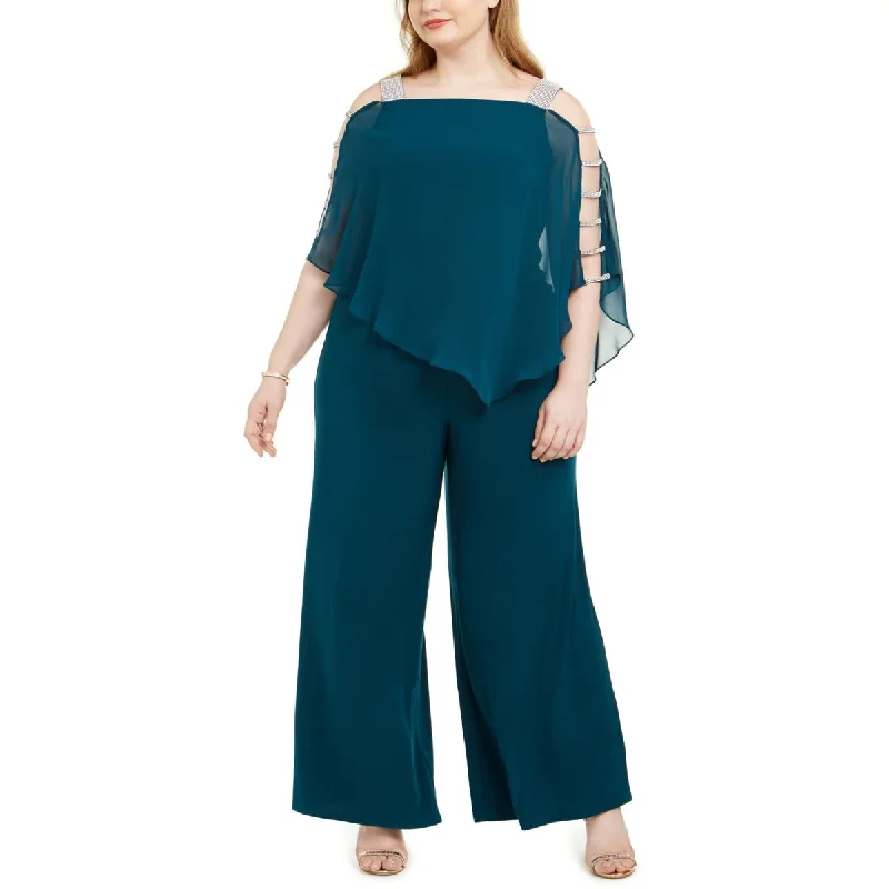 MSK Women Womens Plus Chiffon Cocktail Jumpsuit