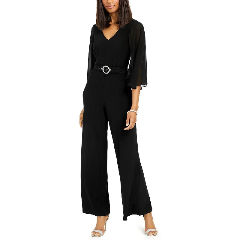 MSK Womens Chiffon Open Sleeves Jumpsuit