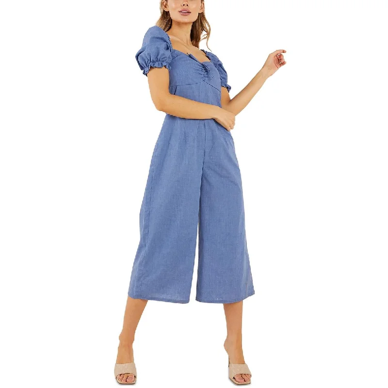 Quiz Womens Cotton Puff Sleeve Jumpsuit