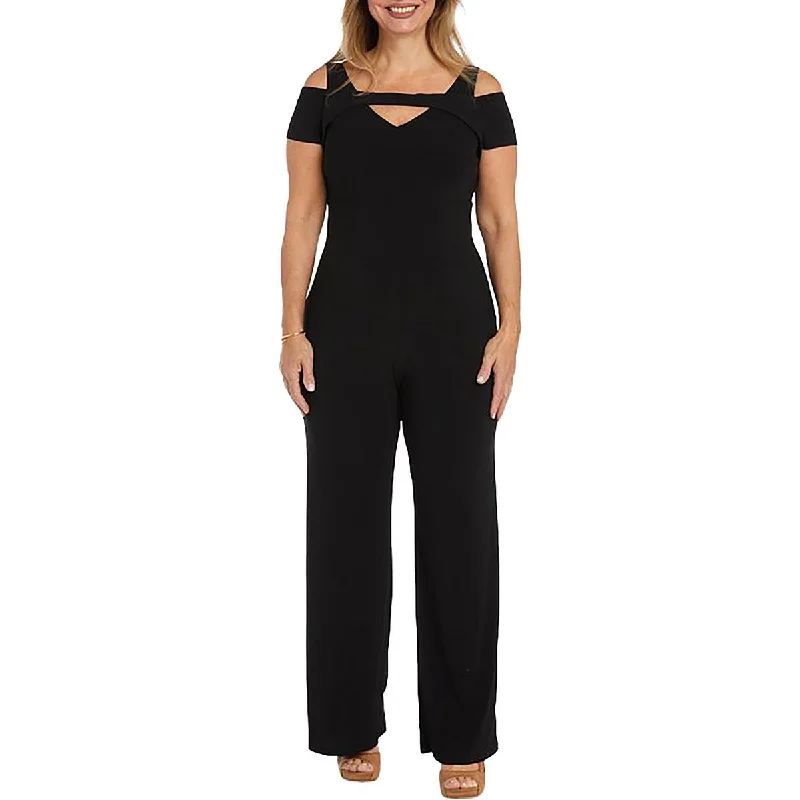 R&M Richards Womens Plus Cold Shoulder One Piece Jumpsuit