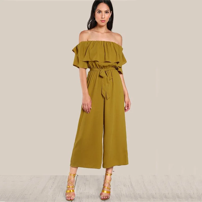 RUFFLED DELIGHT ANKLE PANTS JUMPSUIT