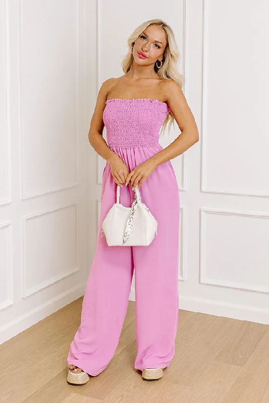 Set To Jet Smocked Jumpsuit In Light Violet