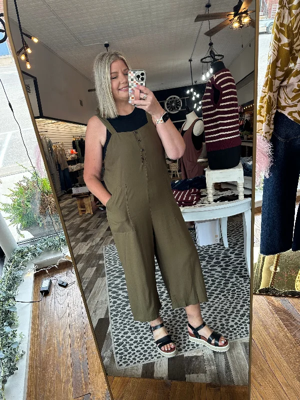 The Mattie Linen Button Up Wide Leg Jumpsuit