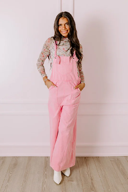 The Meena Denim Overalls In Pink