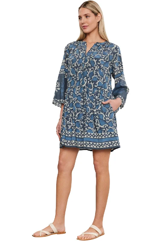 Velvet Talia Printed Dress in Blue