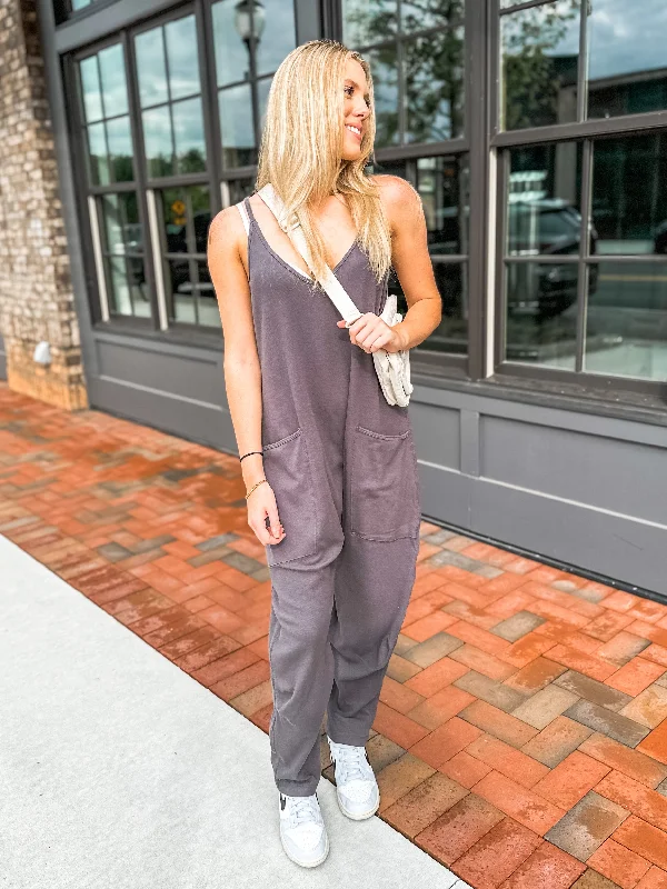 Just Love Lounging Jumpsuit- Charcoal