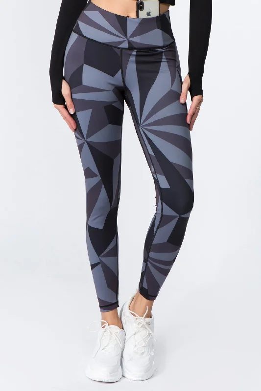 Monochrome Geometric Graphic Active Leggings