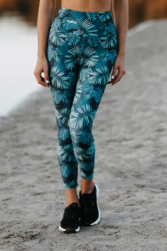 Green Palm Trees High-Waisted Tights