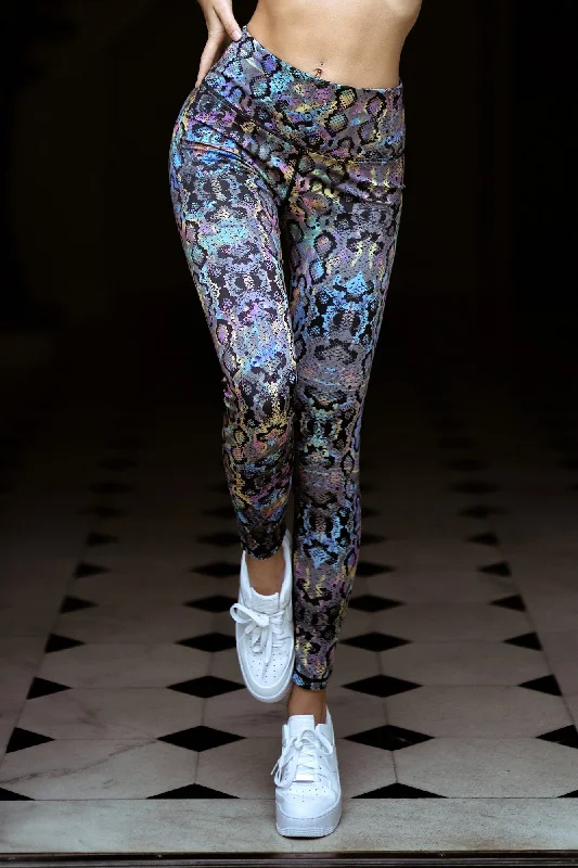 Iridescent Snake Print Workout Leggings