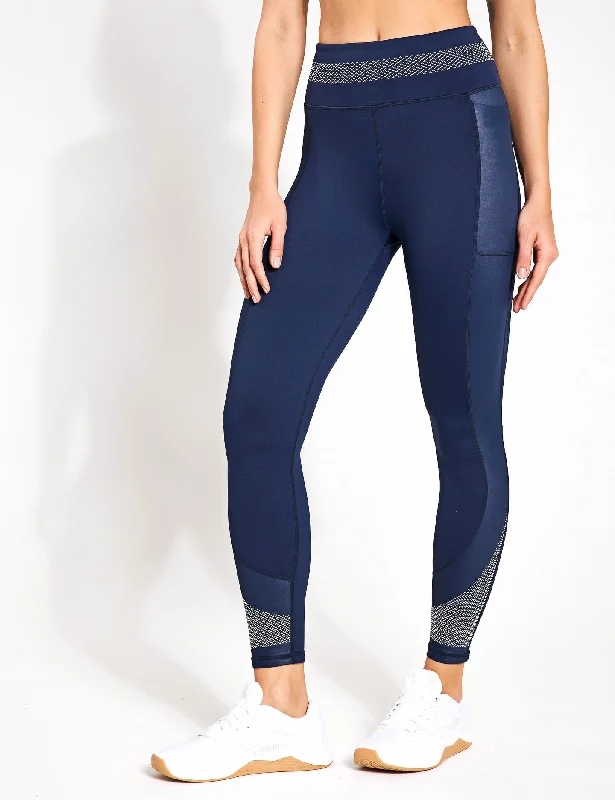 Sasha Full Length Legging - Navy Blue/White