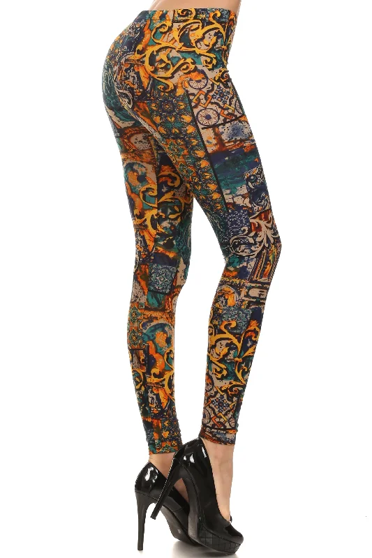 Moraccan Filigree Velour Leggings