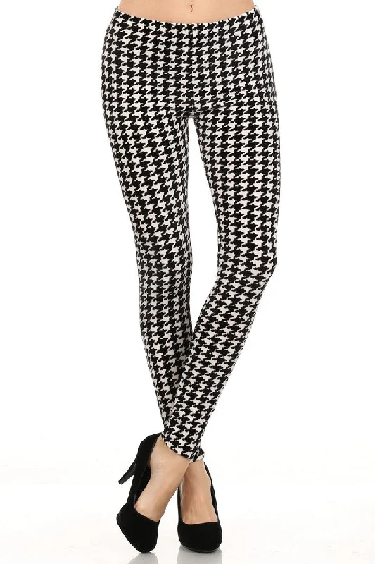 Velour Houndstooth Printed Leggings