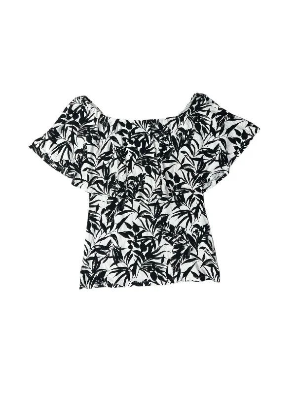 Black & White Top Short Sleeve White House Black Market, Size Xs