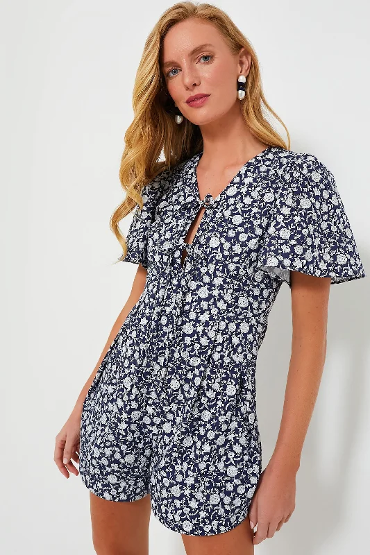 Navy and White Barnell Romper