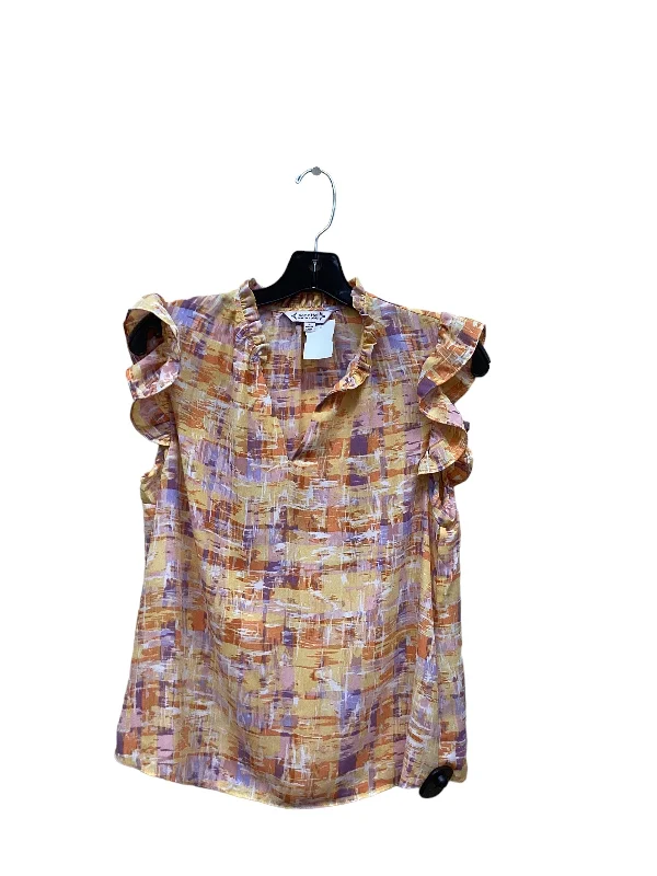 Orange & Purple Top Short Sleeve Nanette By Nanette Lepore, Size S