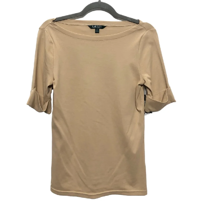 Tan Top Short Sleeve Lauren By Ralph Lauren, Size M