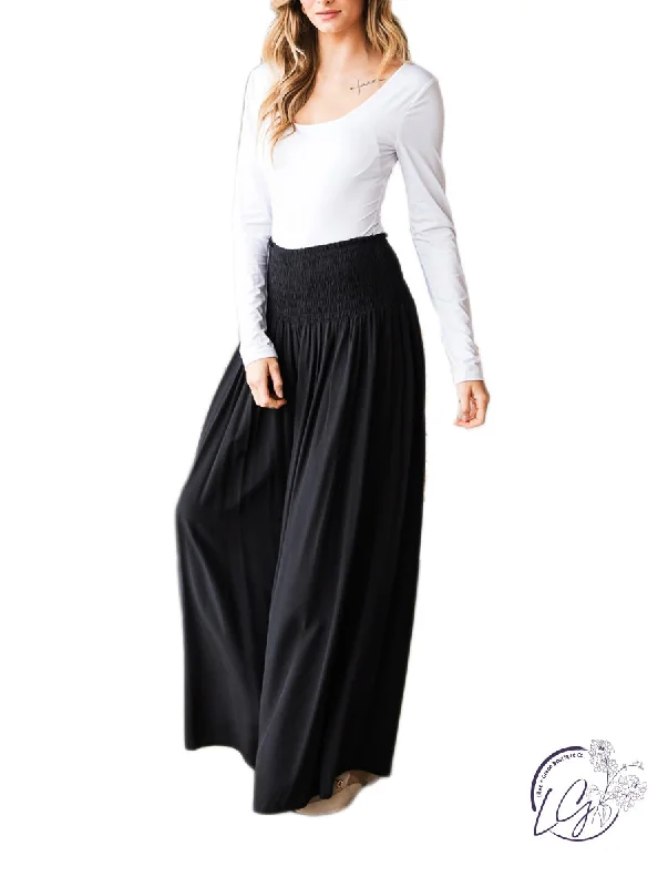 Curvy Smocked Elegance Wide-Leg Trousers